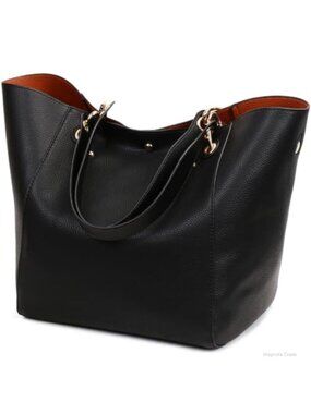 Large Capacity PU Leather Bucket Tote Hobo Shoulder Bag for Work